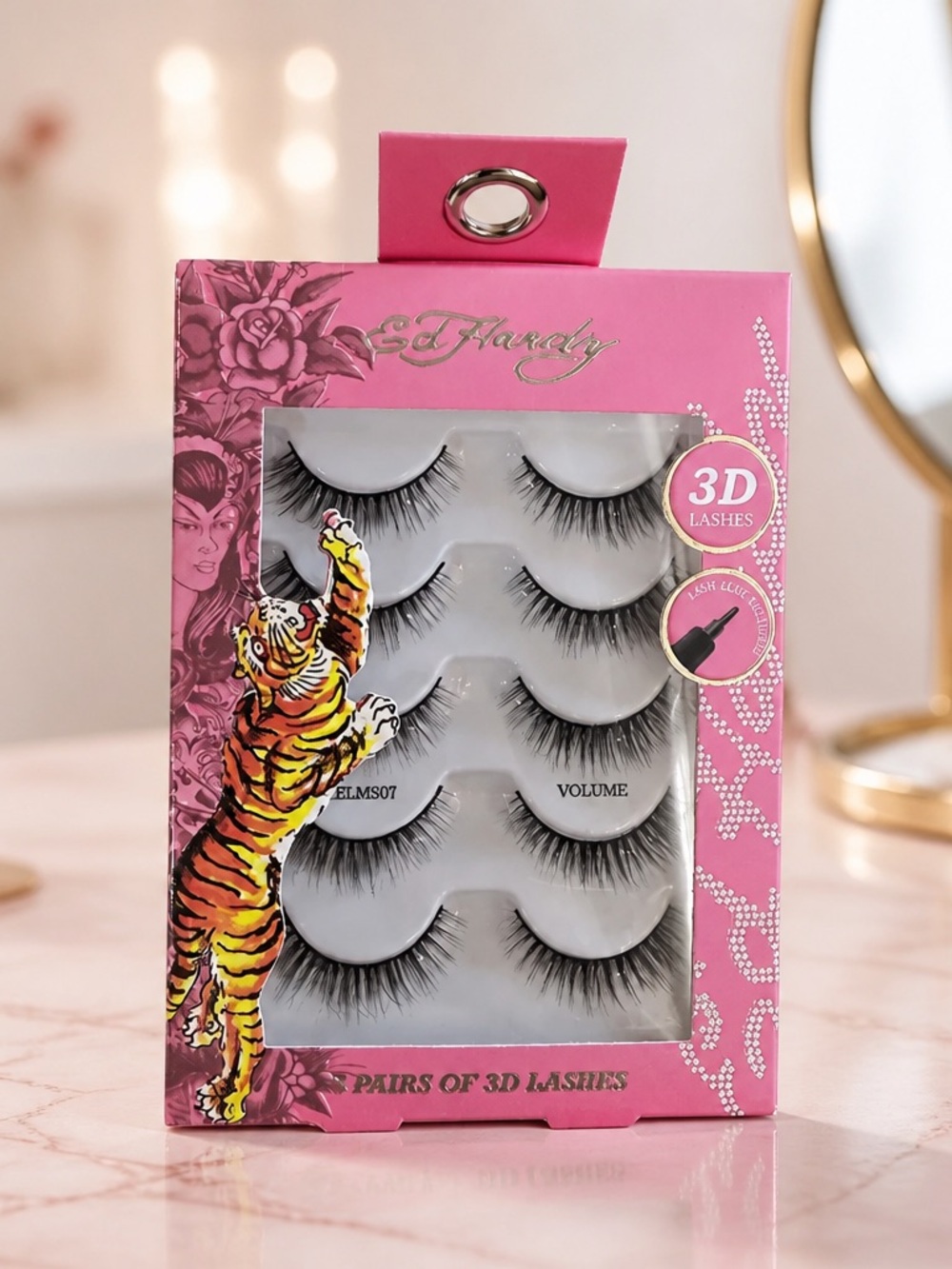 Ed Hardy 3D Volume False Eyelashes 5 Pairs with Lash Glue New